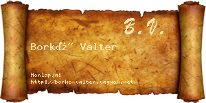 Borkó Valter névjegykártya